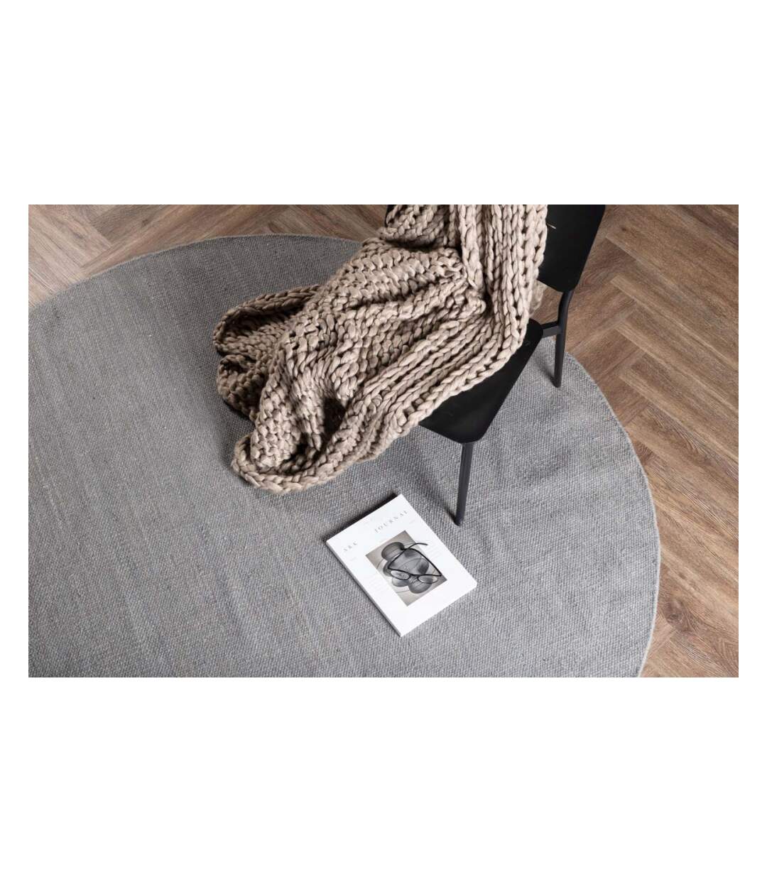 Tapis en coton et laine gris clair Jaipur Diamètre 200 cm-2