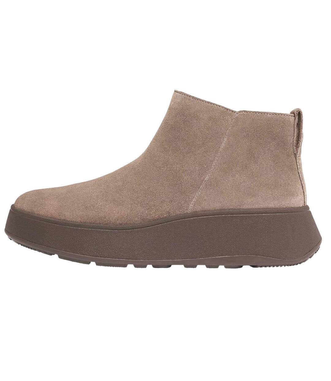 Womens/ladies F-mode Suede Flatform Side Zip Ankle Boots Grey Fit Flop-2