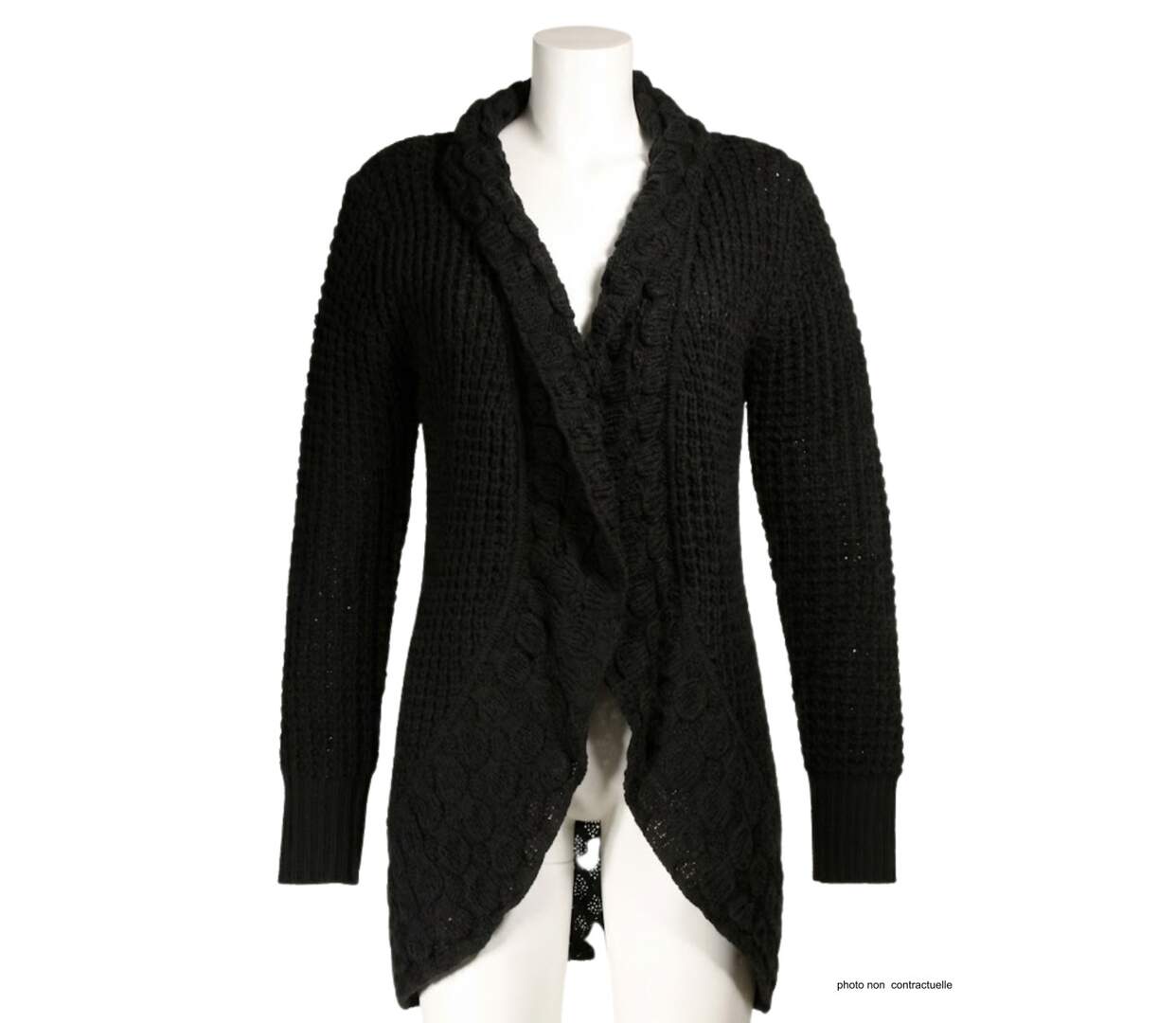 Gilet Femme Maille Douce Noir (Réf. AH1173N)-2