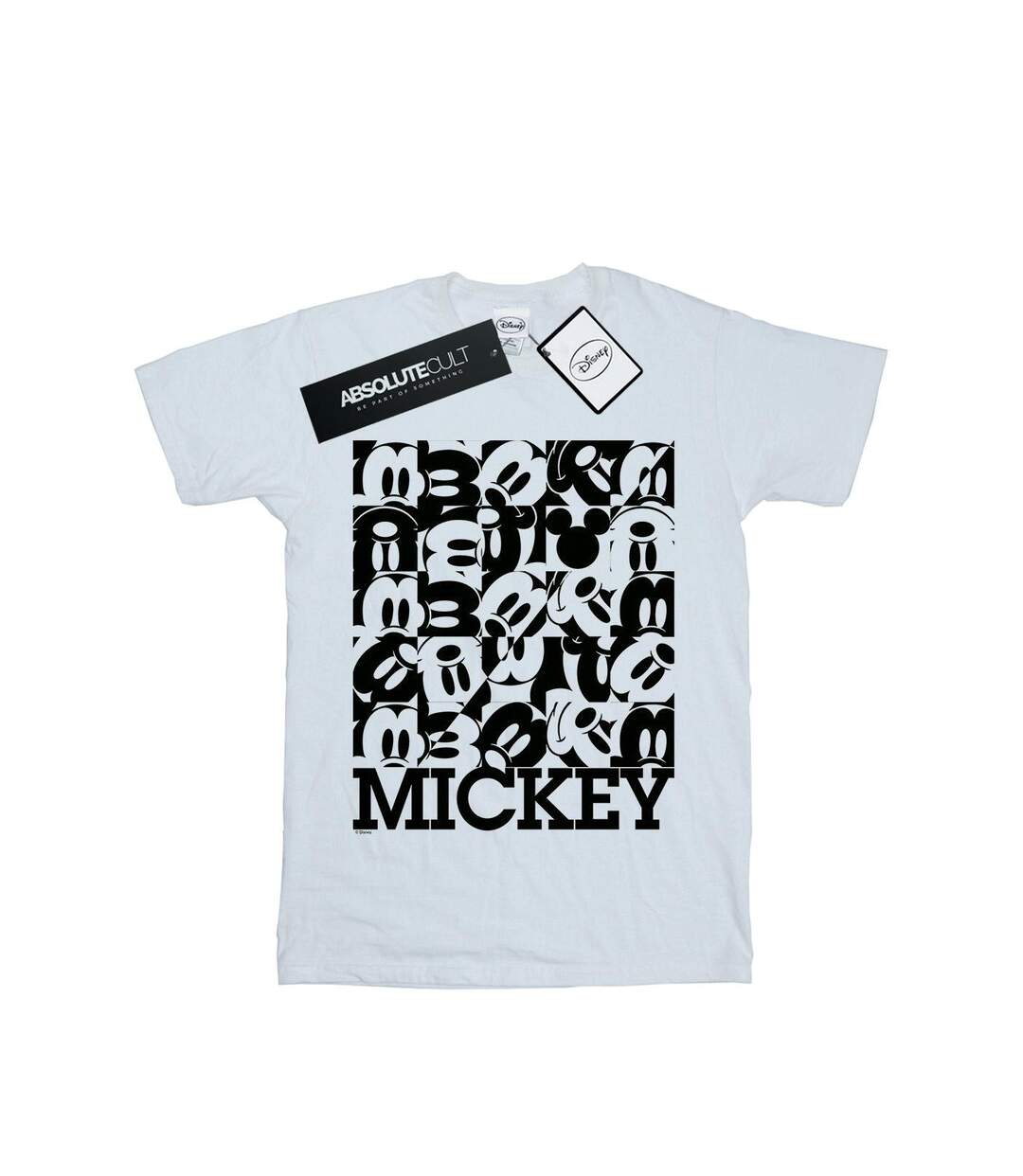 Disney T-shirt boyfriend en coton quadrillé Mickey Mouse Femme/Ladies (Blanc) - UTBI35824-1