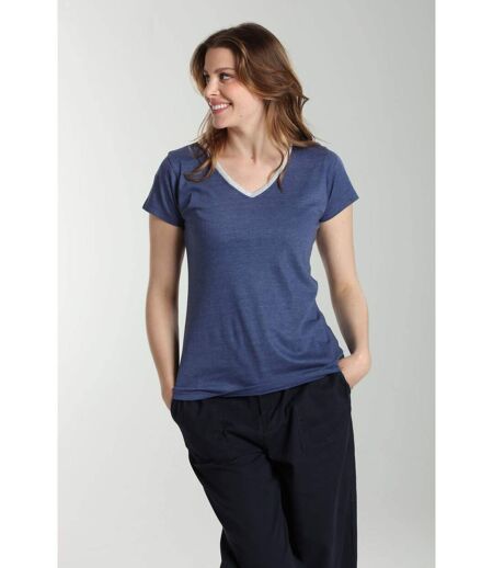 Tee Shirt Col V Lurex Manches Courtes Femme Tee Sun Twilight (marine) | Gerard Pasquier
