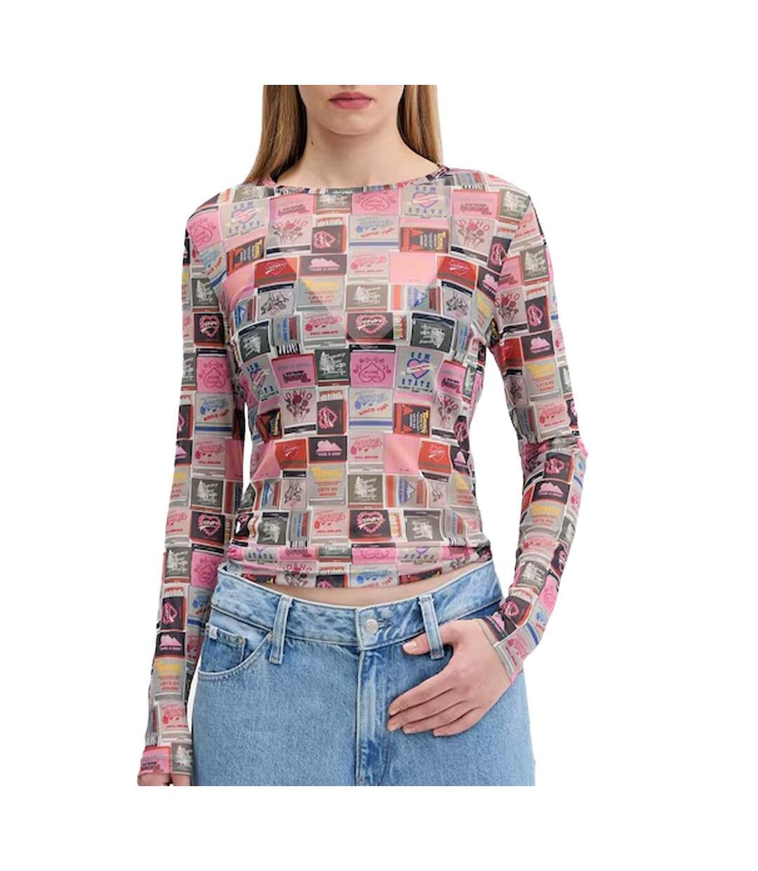 T-shirt rose à motifs femme tommy hilfiger tjw slim aop-1