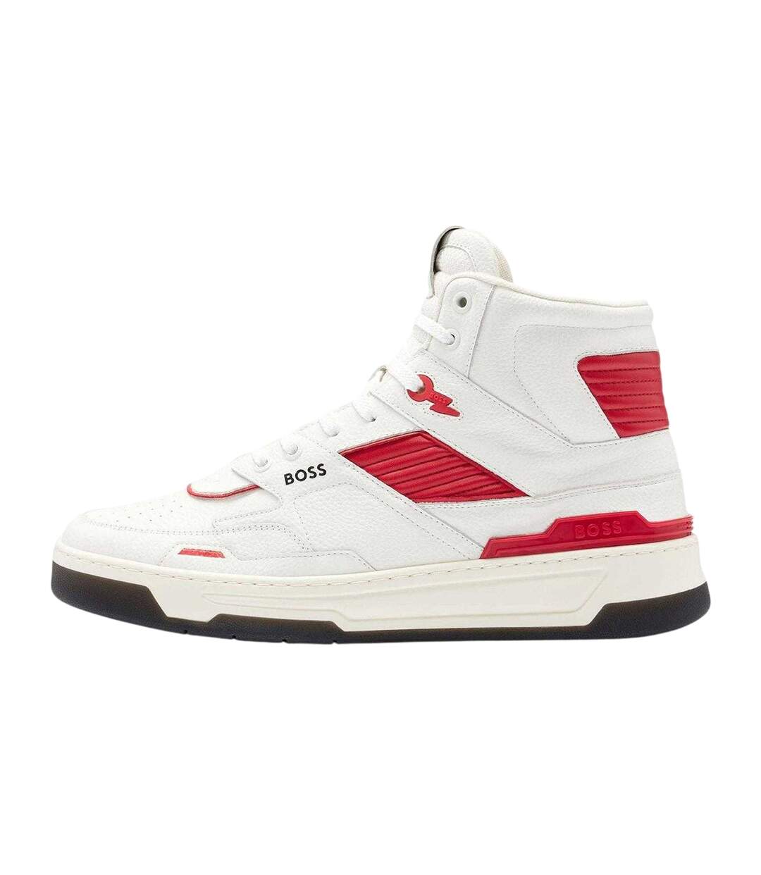 Mens Leather Trainers White Boss-2