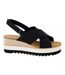Womens/ladies Diana Jute Crossover Strap Low Heel Sandals Black Toms-1