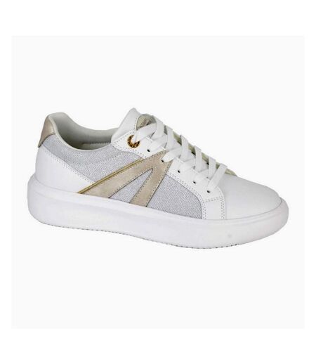 Womens/ladies aden trainers white/silver Cipriata