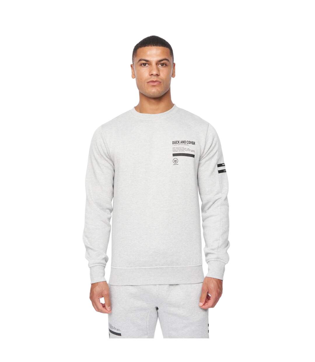 Mens jennerkins crew neck sweatshirt & jogging bottoms grey marl Duck and Cover-3