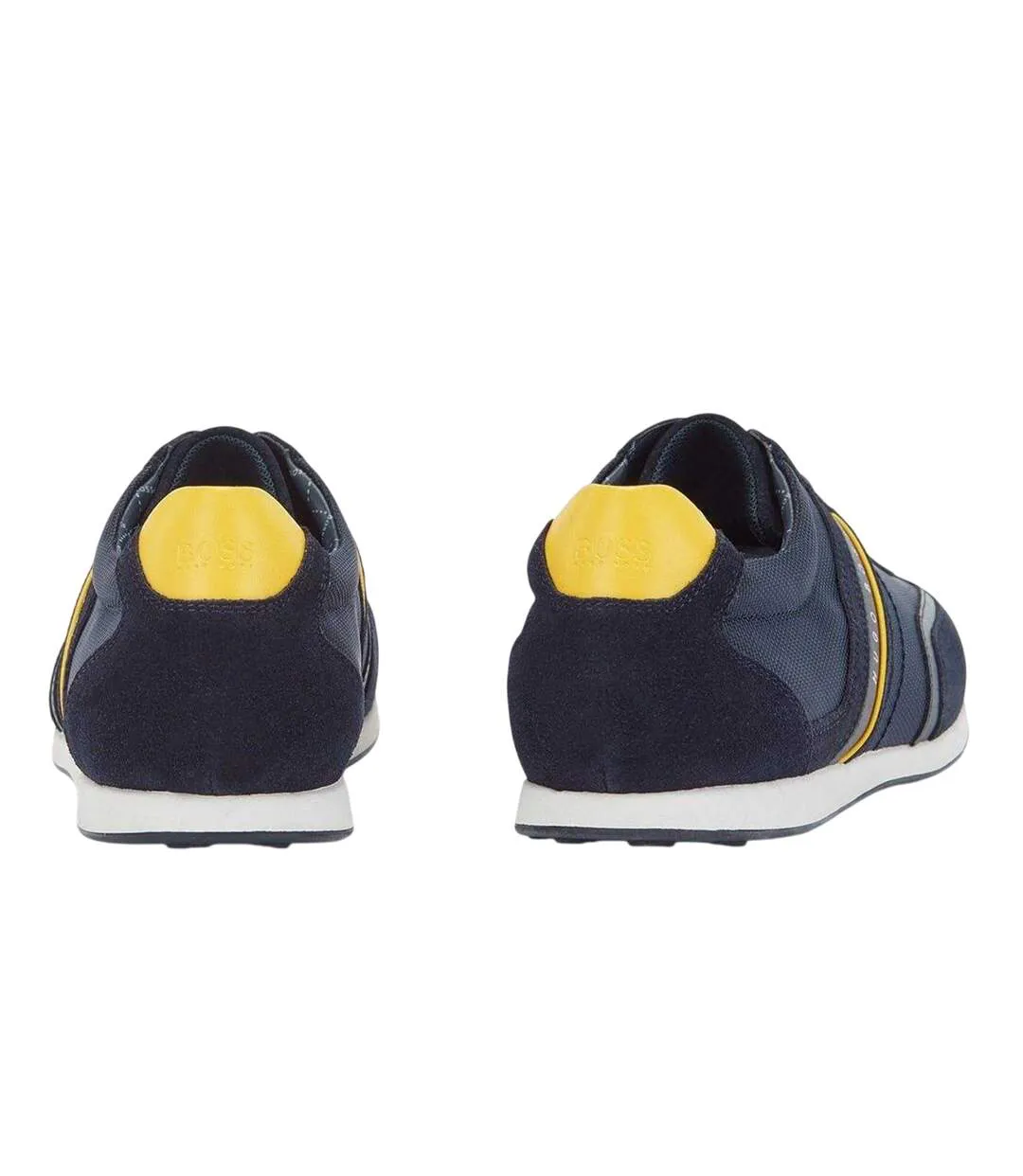 Mens Stiven Leather Lace Up Trainers Navy Hugo Boss-2