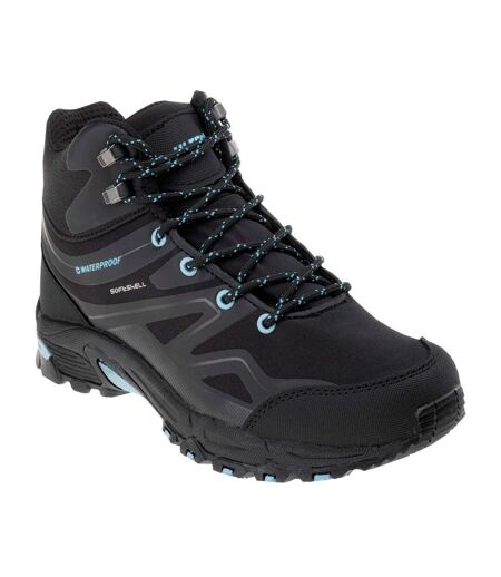 Hi-Tec Womens/Ladies Hendon Waterproof Mid Cut Walking Boots (Black/Sky Blue) - UTIG1092