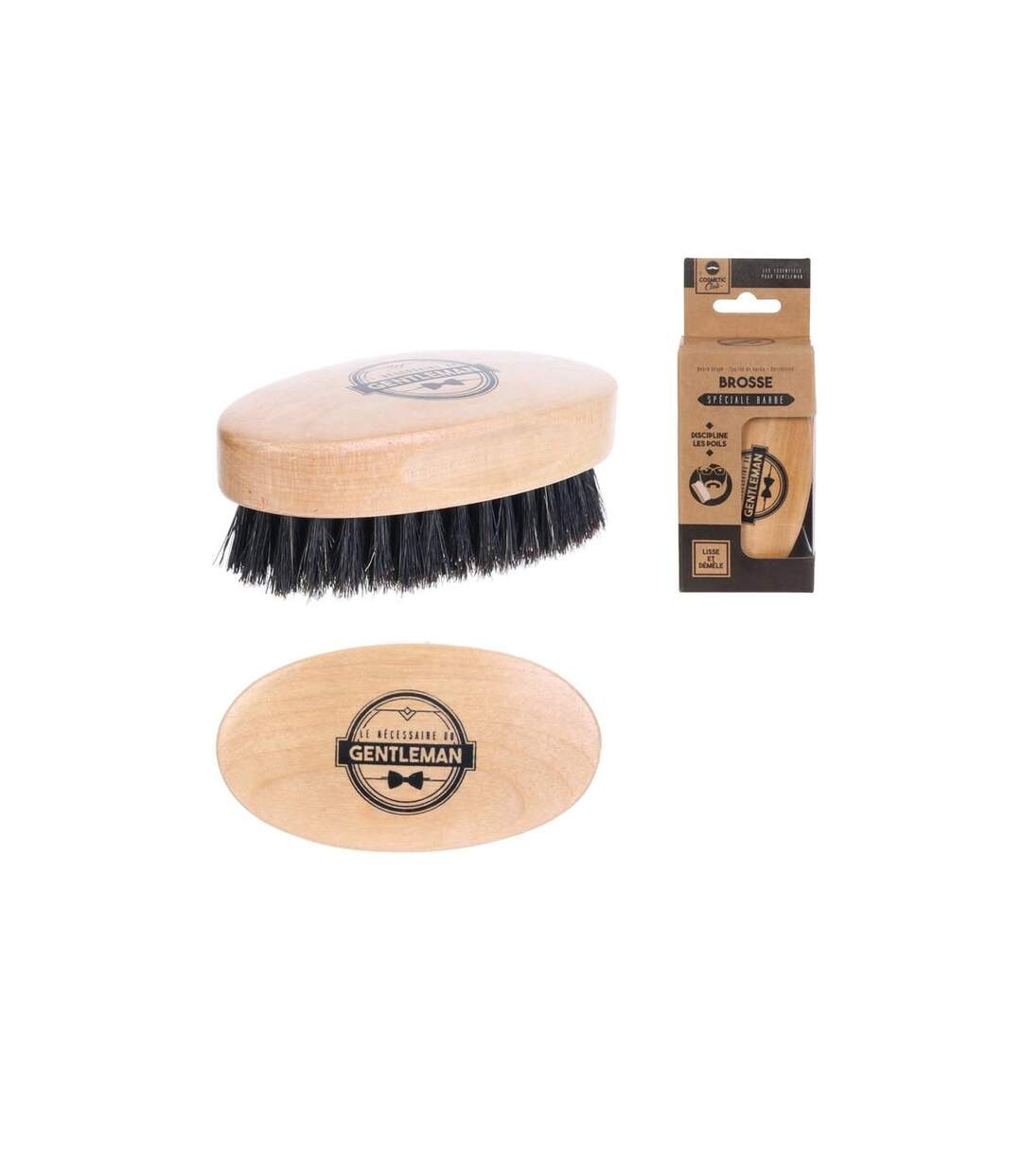 Brosse à Barbe en Bois Gentleman 9cm Beige-3