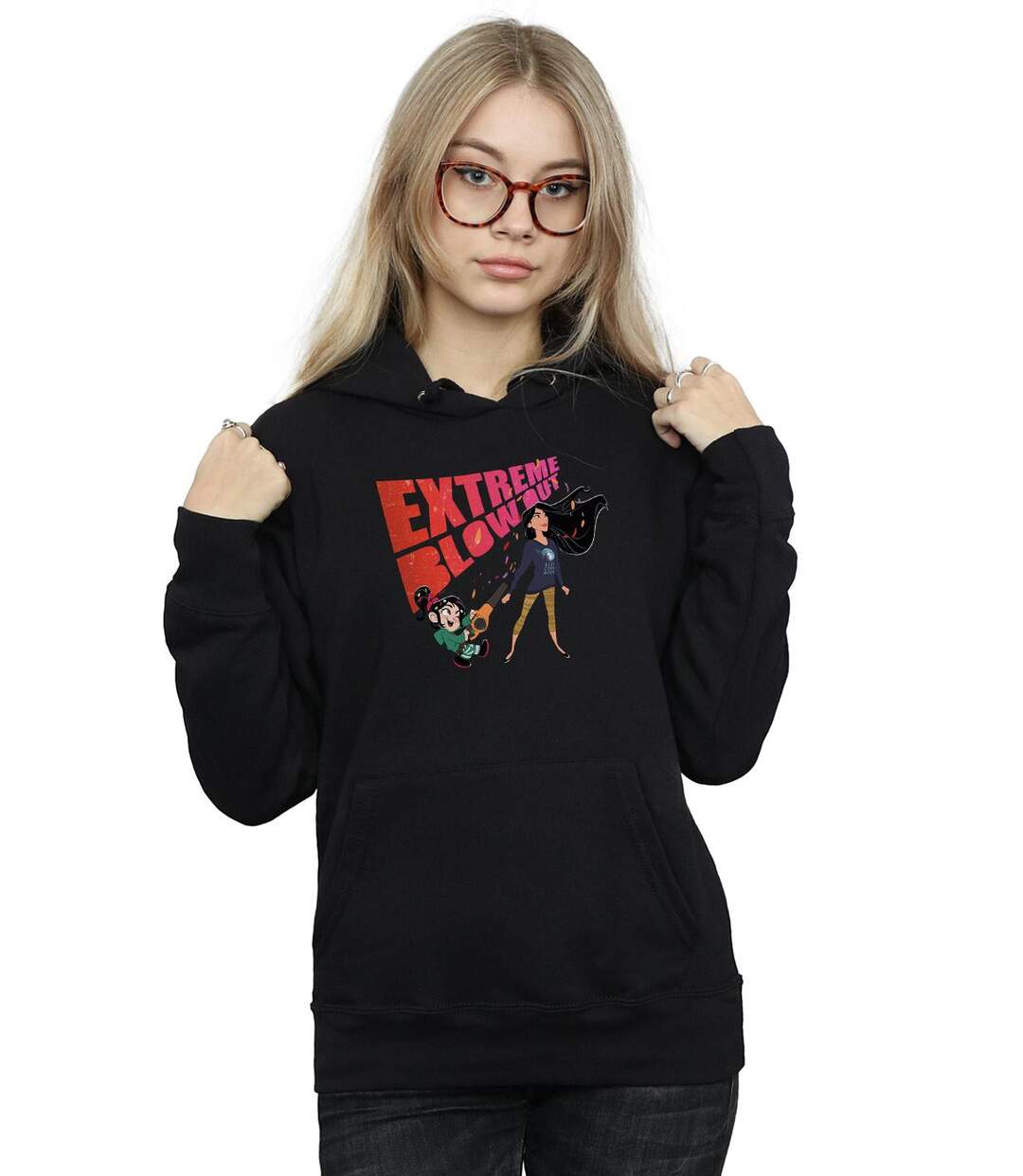 Disney - Sweat à capuche WRECK IT RALPH POCAHONTAS AND VANELLOPE - Femme (Noir) - UTBI15600-2