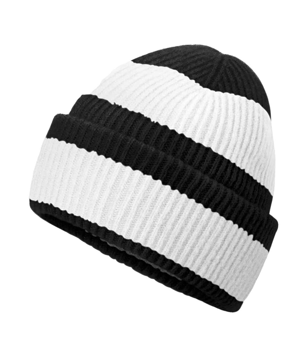 Bonnet Motif/style Blocs De Couleurs Noir Blanc Doux Beechfield-2