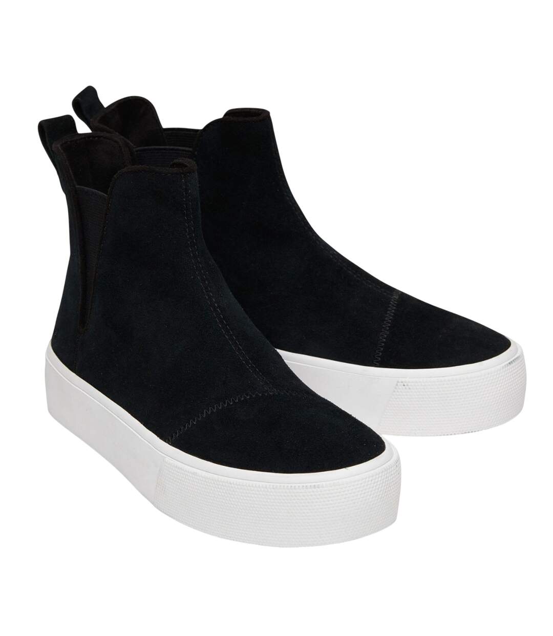 Womens/ladies Fenix Suede Platform Chelsea Boots Black Toms-1