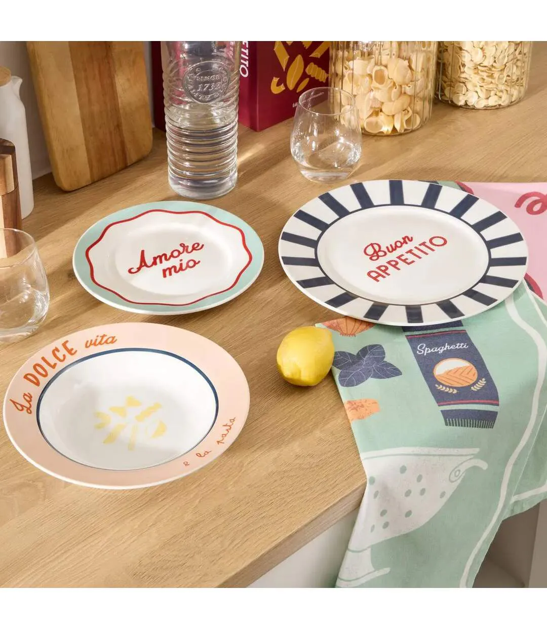 Lot de 6 Assiettes à Pâtes Della Pasta 22cm Multicolore-3