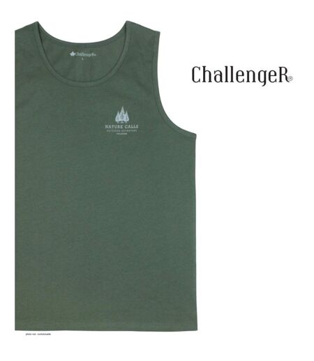 Débardeur homme Challenger SINCERE vert kaki — Confort pur coton jersey peigné