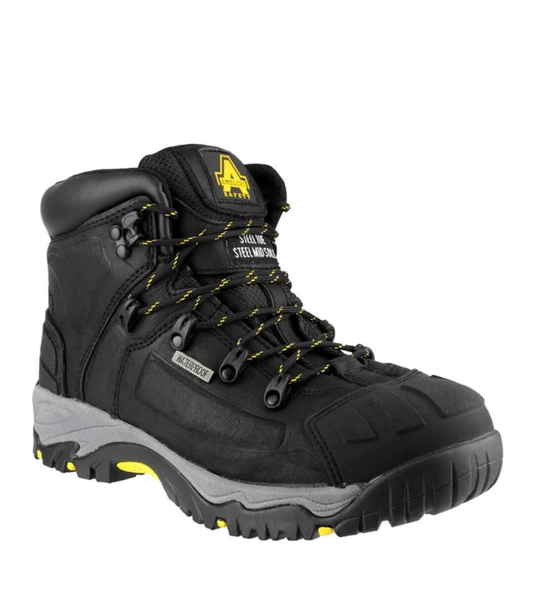 Unisex adult fs32 leather waterproof safety boots black Amblers-1