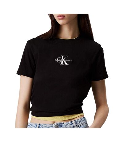 T-shirt noir femme calvin klein jeans monologo baby - m