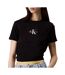 T-shirt noir femme calvin klein jeans monologo baby - m-1