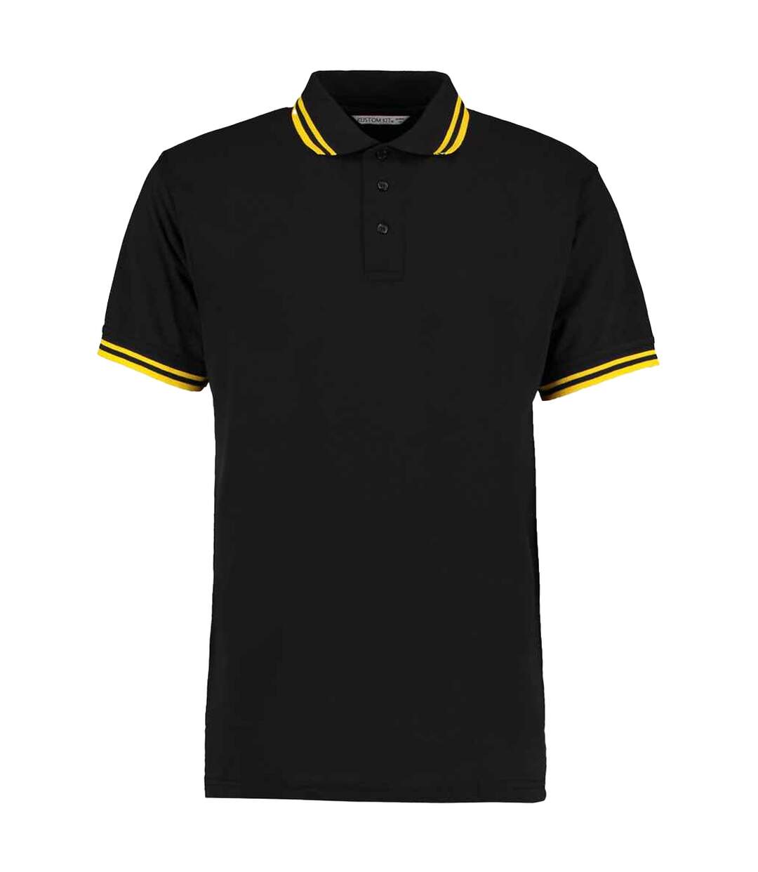 Polo Motif/style Rayure Contrastée Sur Bord Homme Noir Jaune Kustom Kit-1