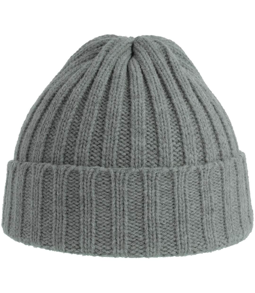 Unisex Adult Shore Chunky Recycled Beanie Light Grey Melange Atlantis-2