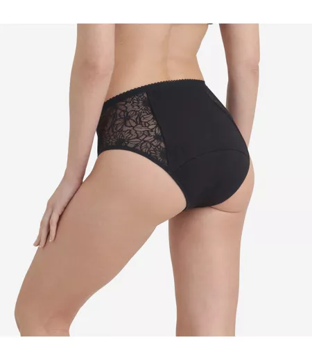 Culotte menstruelle haute, coton bio et dentelle florale Protect