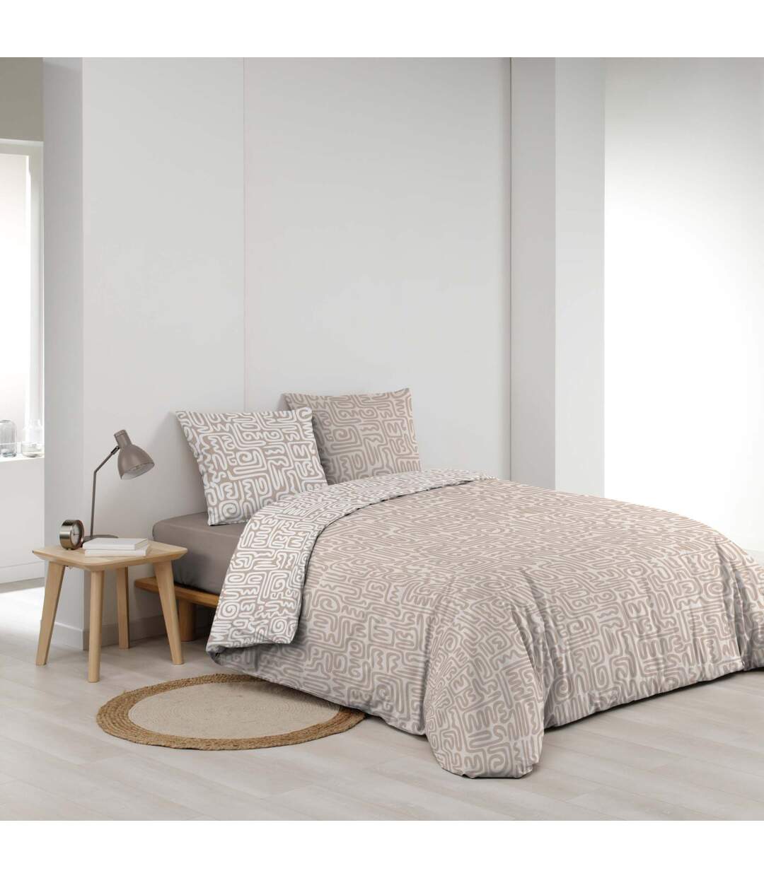 Parure de Lit 3 Pièces Arcane 240x220cm Beige-2