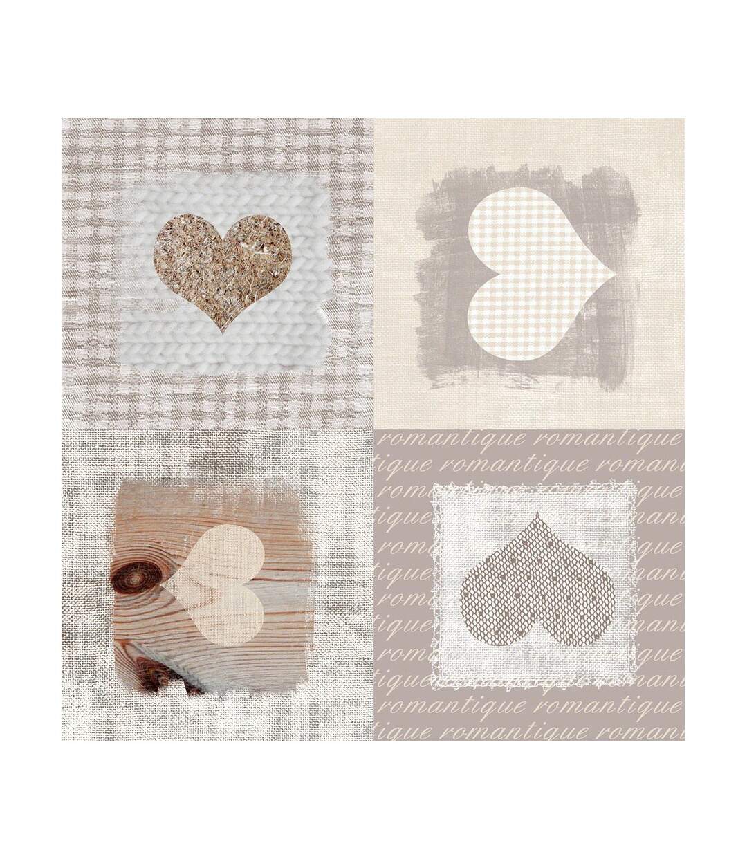Nappe Ronde Toile Cirée Cosy Coeur 160cm Gris-3