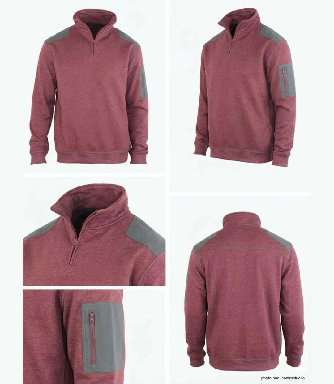 CHALLENGER PRODIGE2 — Sweat molleton col camionneur bordeaux : chaleur et style technique-3