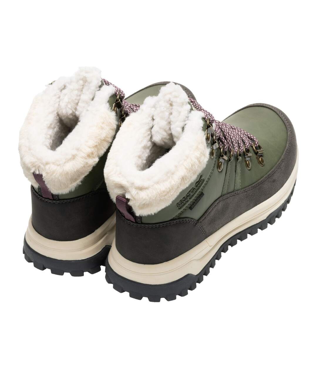 Chaussures Montantes De Marche Elbourne Femme Kaki Foncé Pourpre Regatta-2