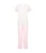 Womens/ladies stripe pyjama set white/pink Towel City-1