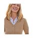 Womens/ladies Cashmere V Neck Classic Cardigan Camel WoolOvers-3