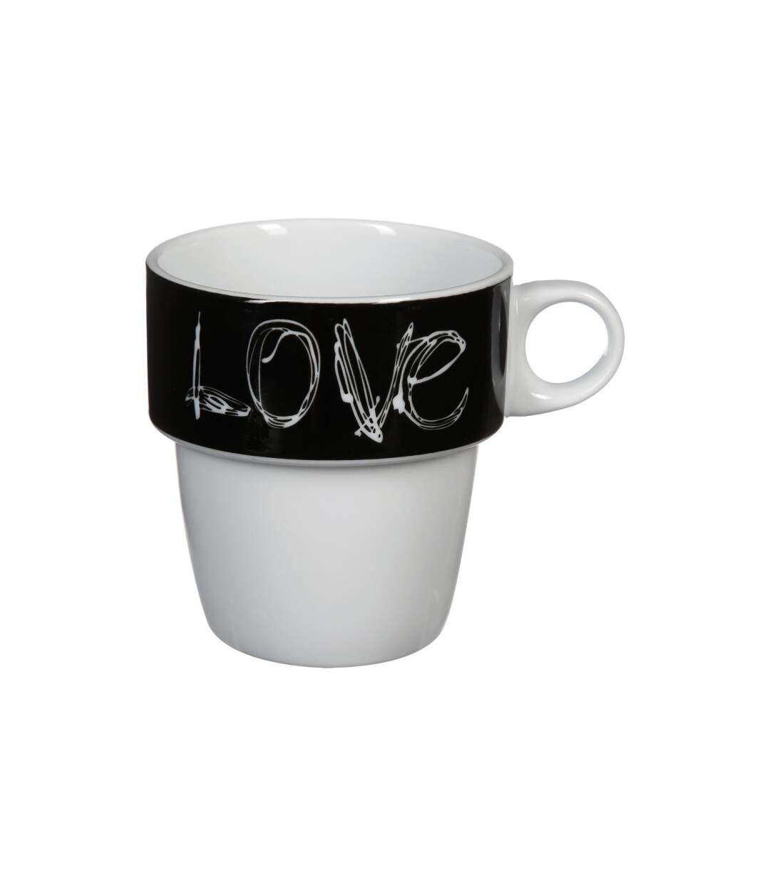 Lot de 6 Mugs Avec Rack  Love 26cl Beige-4