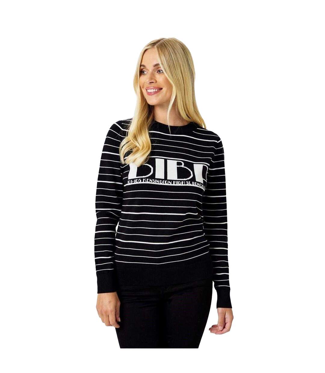 Pull Motif/style Rayé Heritage Femme Noir Blanc Biba-4