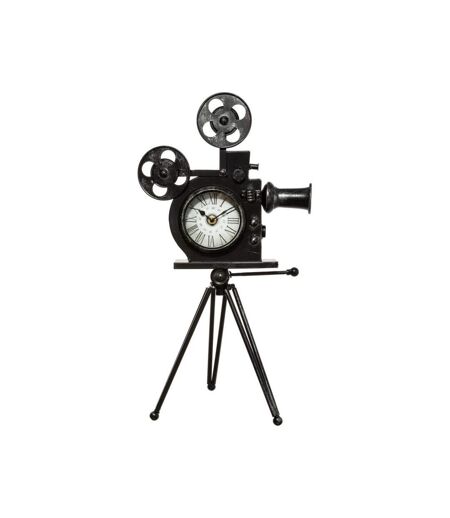 Pendule à Poser Design Métal Camera 53cm Noir