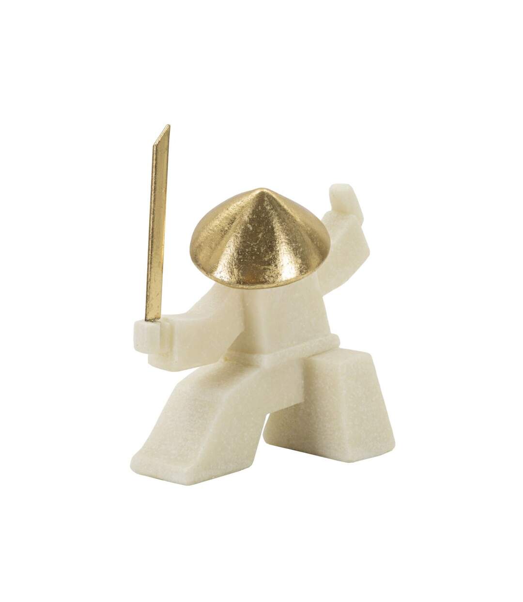 Statuette Déco Samouraï Oda 18cm Blanc & Or-2