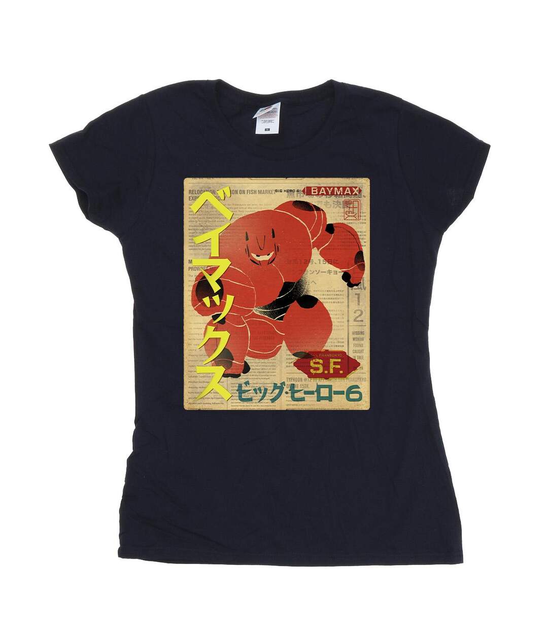 Disney - T-shirt BIG HERO BAYMAX BAYMAX NEWSPAPER - Femme (Bleu marine) - UTBI13048-1