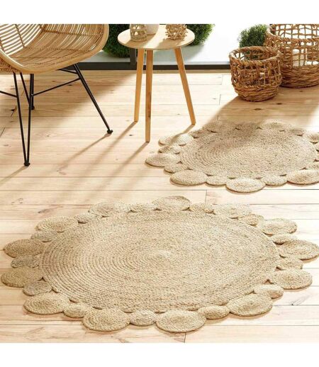 Tapis Déco Rond en Jute Cordou 120cm Naturel