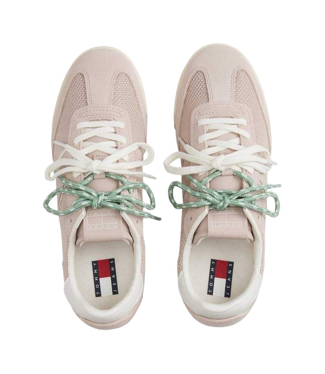 Womens/ladies Mesh Lace Up Flat Trainers Beige Tommy Jeans-3