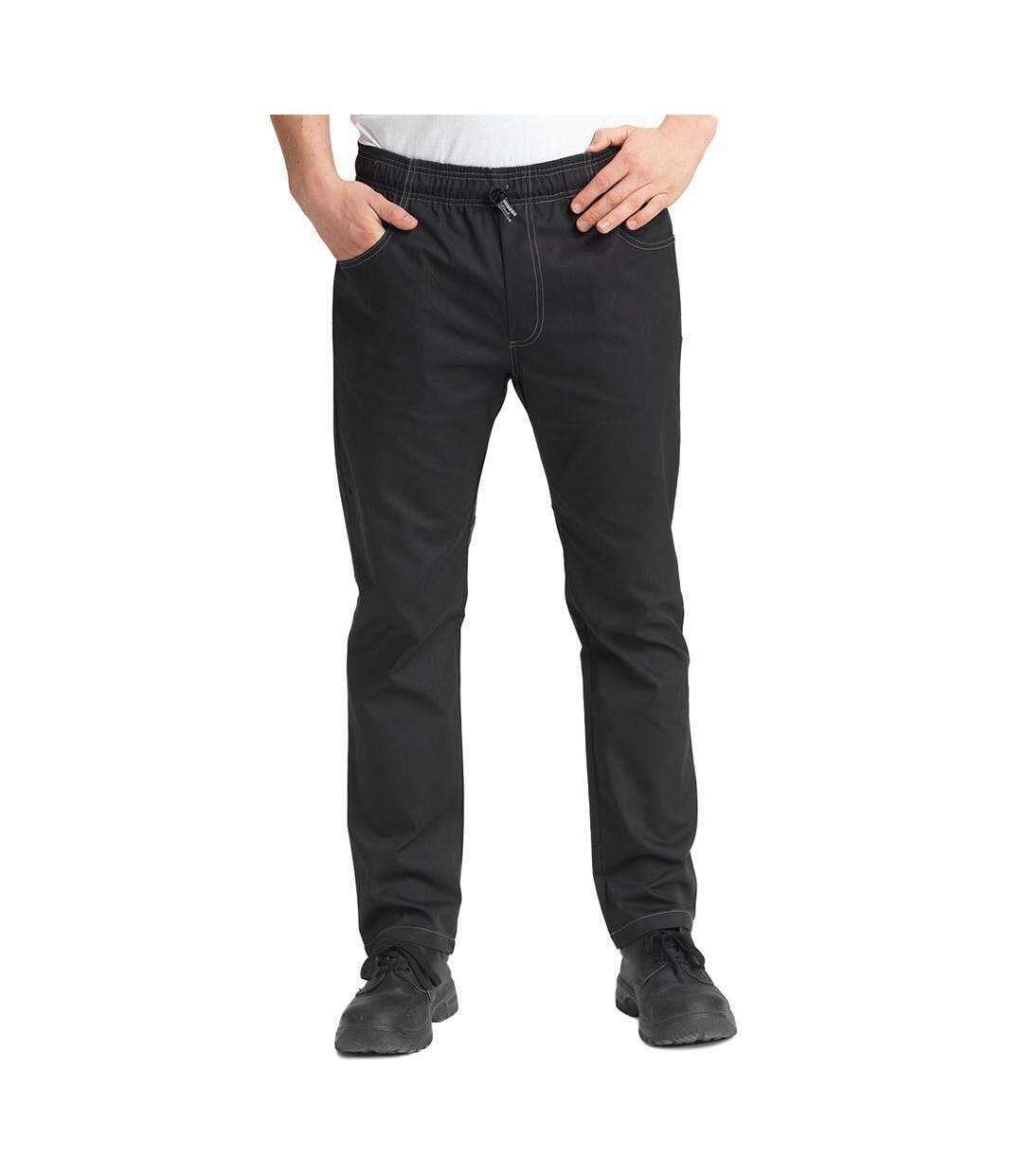 Pantalon de cuisinier anti-froissement unisexe noir Le Chef-3