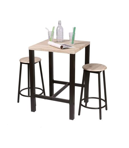 Table bar avec tabourets indus Dock - Noir