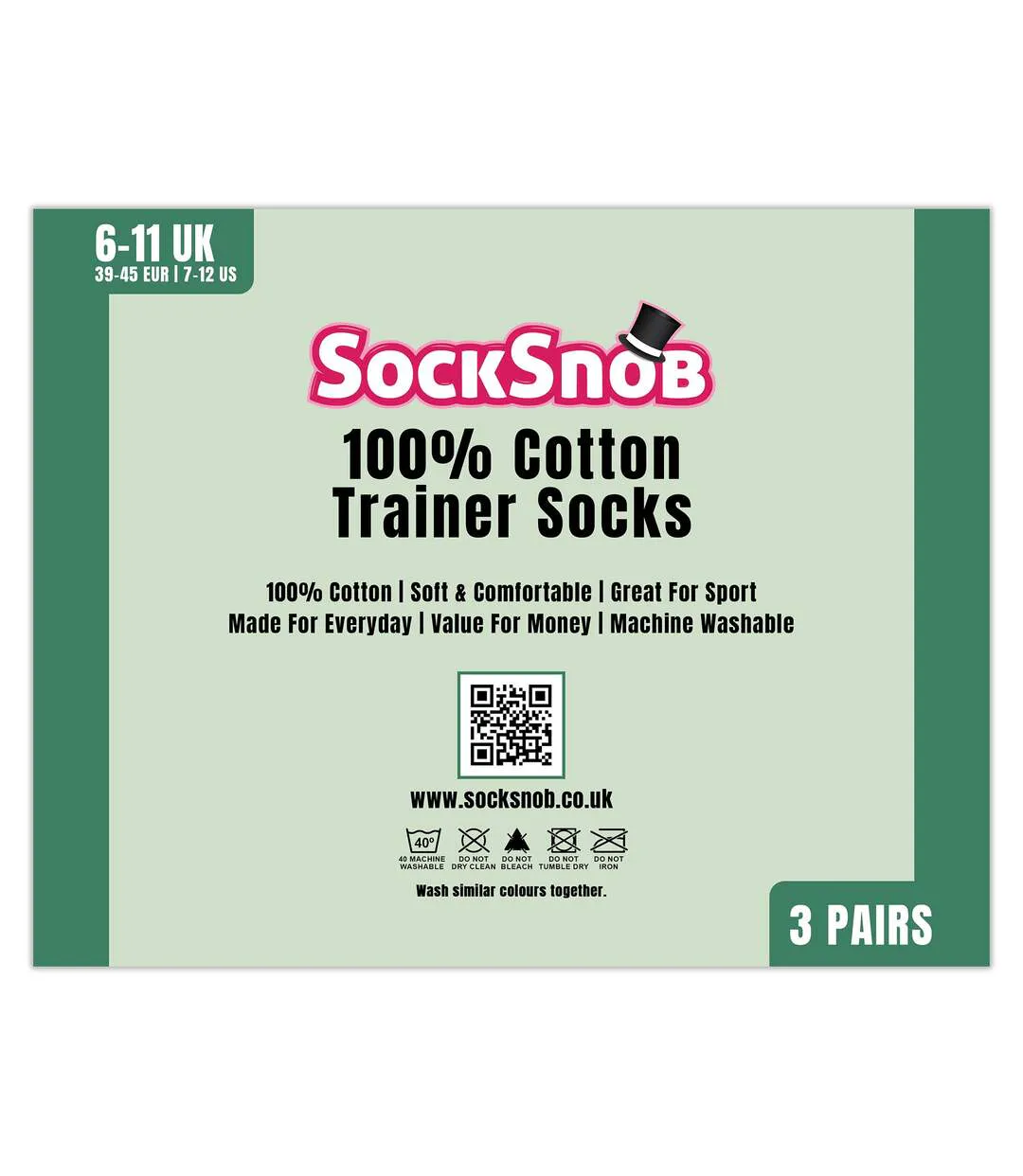 3 Pack Mens 100% Cotton Trainer Socks-2
