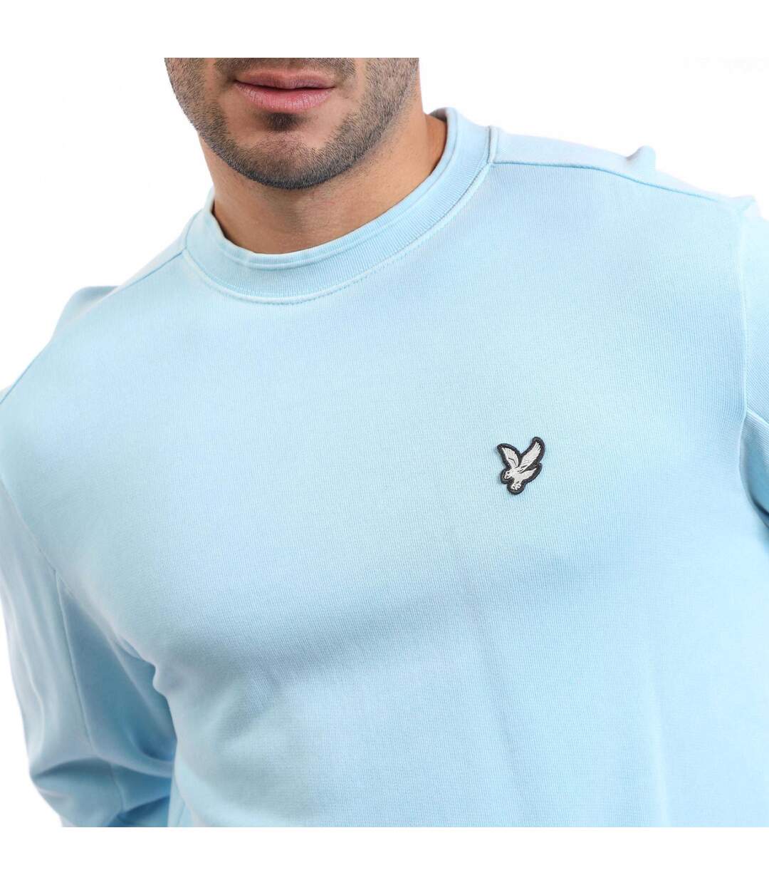Mens Natural Dyed Crew Neck Sweatshirt Blue Lyle & Scott-4