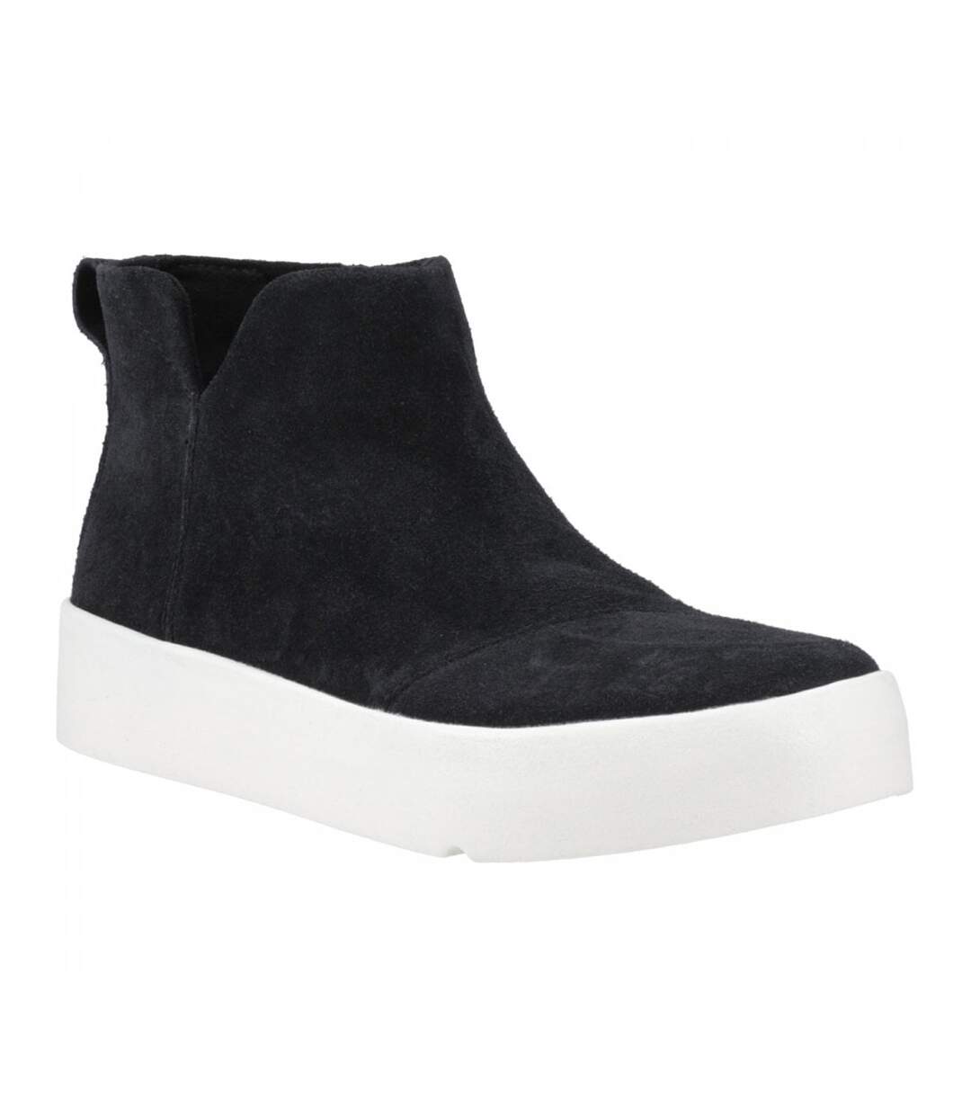 Womens/ladies Verona Suede Mid Cut Ankle Boots Black Toms-1