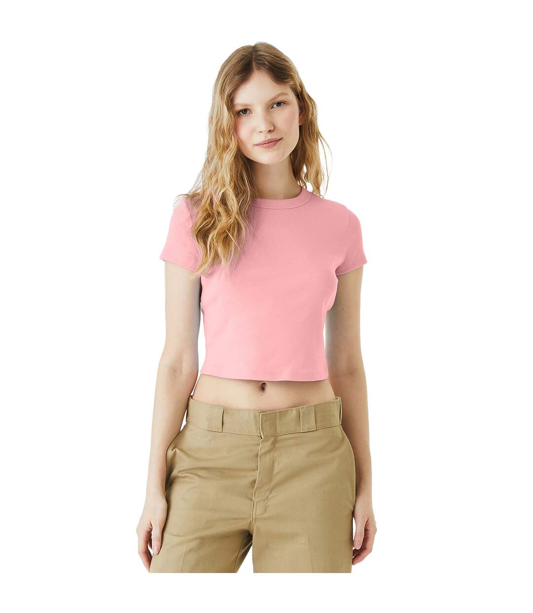 Haut court baby femme rose uni mélange Bella + Canvas-3