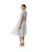 Robe Mi-longue Manches Courtes Femme Gris Clair Maya Deluxe-2