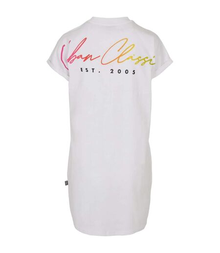 Robe T-shirt Motif/style Arc-en-ciel Femme Blanc Urban Classics