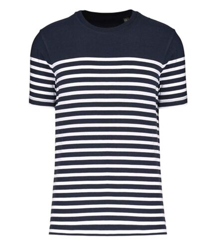 T-shirt rayé coton bio marinière homme - k3033 - bleu marine et blanc