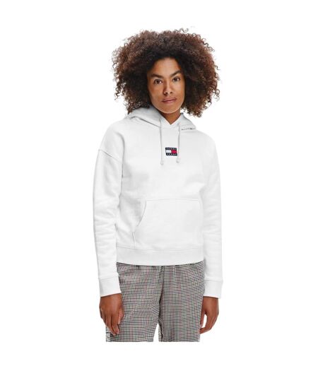 Womens/ladies Badge Relaxed Fit Hoodie White Tommy Jeans