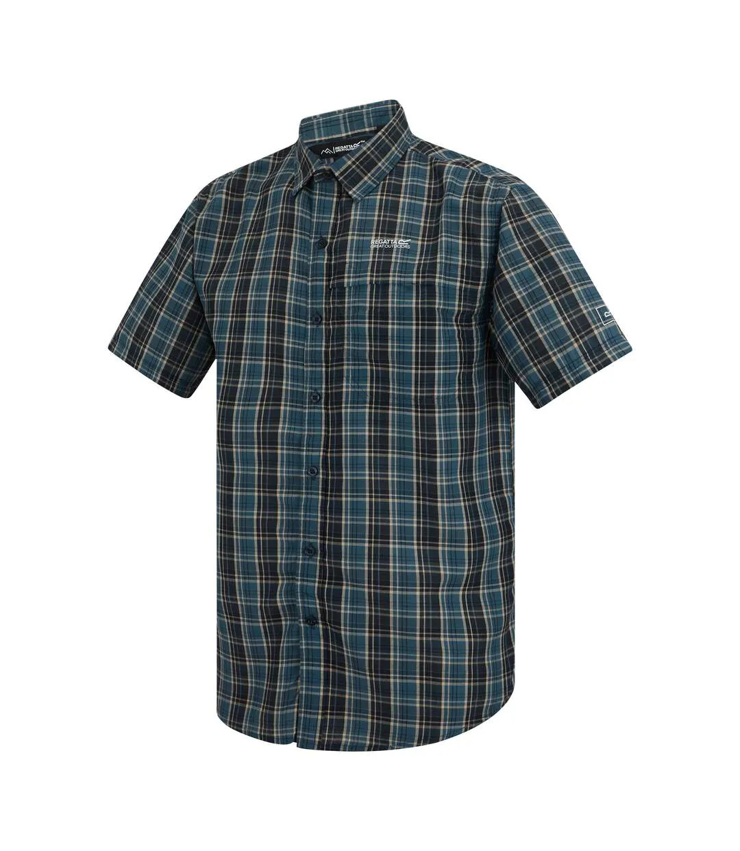 Chemise Manches Courtes Motif/style À Carreaux Mindano Homme Bleu Nuit À Carreaux Regatta-4