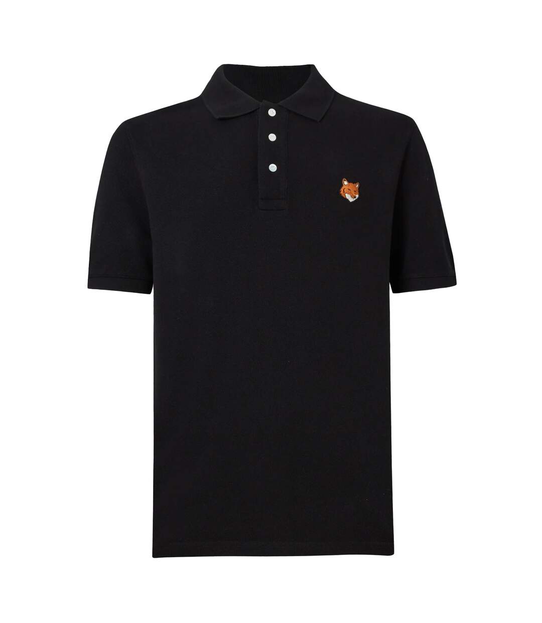 Mens Fox Short-sleeved Polo Shirt Black Maison Kitsuné-2