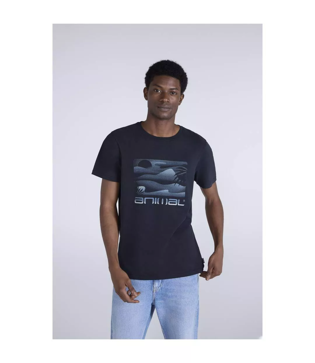 Mens Jacob Organic T-shirt Black Animal-1